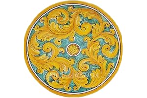 sicilia bedda - PIATTO IN CERAMICA SICILIANA con Decorazioni Maioliche - Articolo di Classe Dipinto a Mano (Maioliche su Sfondo Verde, Diametro 15 CM)
