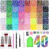 40 Colours Bedazzling Kit 3 mm, 32000 Jelly Resin Diamonds, Including Rhinestone Tweezer, Pencil and 3 Tubes of Glue 10 ml fo