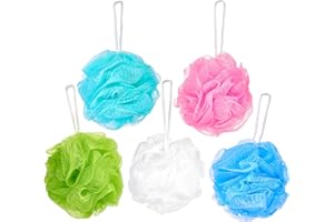 ‎BRUBAKER BRUBAKER Cosmetics - 5x Peeling- oder Massage Schwamm Badeschwamm Duschschwamm mit Aufhänger - Farbmix