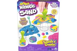 Kinetic Sand Squish N' Create Set - mit 382 g original magischem kinetischem Sand aus Schweden in drei Farben und 5 Werkzeugen für kreatives Indoor-Sandspiel, ab 7 Jahren