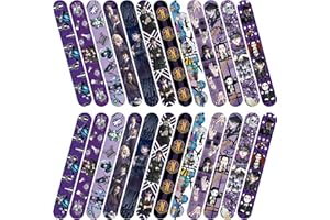 OCDSLYGB Banda de Pulsera Fiesta 24PCS Miércoles Addams Pulsera de Bofetada de Cumpleaños Miércoles Addams Bandas de Bofetadas Pulsera, pulsera Snap Bracelets, para Niños Niñas