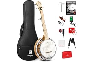 Vangoa Banjo 5 String with Tone Ring, 28 Inch Mini Banjo Beginner kit, Maple Small Portable 5 String Banjo with Fiberskyn Remo Head, Geared 5th Tuner
