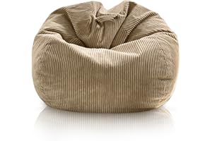 Aiire Sitzsack Cord Bezug für Kuschelecke - XXL Bean Bag Chair ohne Füllung für Kinder Mädchen - Bodenkissen Grob, Chill Sessel für Erwachsene – Relaxo Sitzsäcke, Deko Jungen Beige