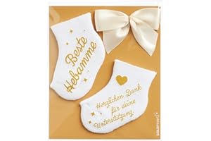 ‎GOLDPRINTZ goldprintz - Hebamme Geschenk - bedruckte Babysocken mit Postkarte zum Verschenken und Verschicken - Geschenk Hebamme Dankeschön - Handarbeit aus Deutschland