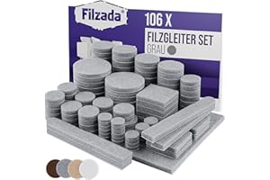 Filzada® Filzgleiter Selbstklebend Set 106 Stück (Eckig und Rund) - Grau - Profi Möbelgleiter Filz Mit Idealer Klebkraft