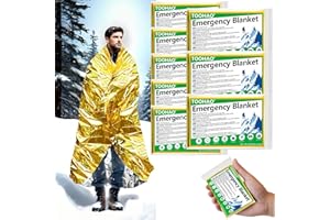 TOOHAO Couverture de Survie Reutilisable 8 Pièces, pour Randonnée Survie Premiers Secours Marathons Voiture, Robuste Indéchirable Imperméable - Or Argent