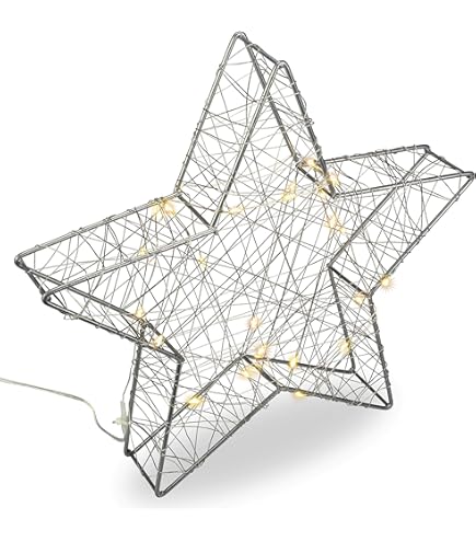 IC Gardenworld LED Stern aus Metall, ca. 50 x 50 x 5 cm, Deko-Leuchte mit  120 LED beleuchtet, moderner Weihnachtsstern zum Hinstellen fr den  Innenbereich, batteriebetrieben : Amazon.de: Beleuchtung
