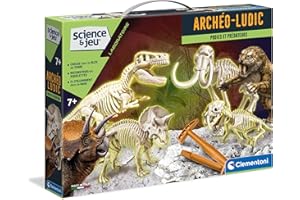 Clementoni | Coffret Archéo Ludic – Proies et Prédateurs Enfants 7 Ans+ | Cadeau Scientifique | Kit Paléontologie avec Squelettes Qui Brillent dans Le Noir | Activité Éducative | Réalité Augmentée