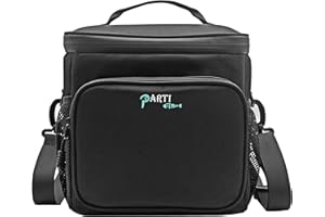 Parti Fish Bolsa de almuerzo reutilizable con aislamiento, 12L, bolsa de hielo, kit de bolsa térmica para almuerzo, bolsa de alimentos Enfriamiento para hombres y mujeres, M, negro