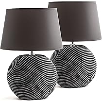 Lampada da tavolo in ceramica e carta intrecciata (marrone