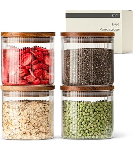 Produktbild von FWEEK 3 Stück Vorratsgläser Set Mit Bambus Deckel, 2L Luftdicht Vorratsgläser Stapelbar, Luftdicht Vorratsglas Mit Etiketten Und Stiften Für Nudeln, Mehl, Getreide, Zucker Usw