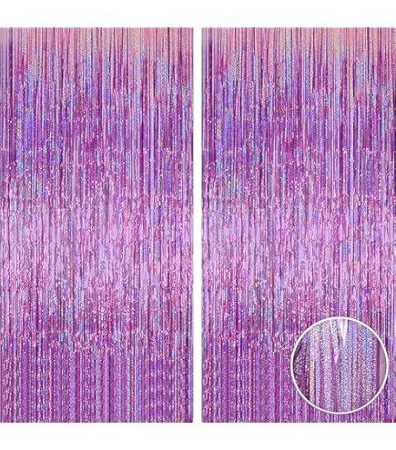 AIBAOBAO 5 Pack Shiny Black Tinsel Curtains, Black Metallic Tinsel Foil Fringe, Photo Booth