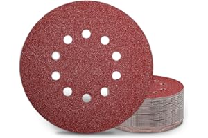 KONGMING Discos de Lija 225 mm 25 Piezas Grano P40 10 Agujeros Papel de Lija Redondas para Lijadora de Cuello Largo Lijadora de Paredes y Techos