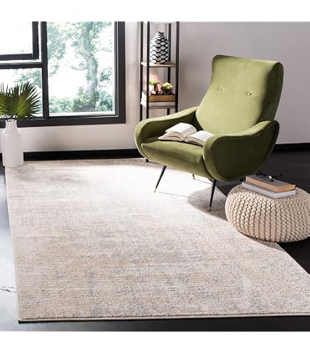 Safavieh Tapis Shag Florida Collection Crème Et Noir 122x122 Cm - Poil Long Doux Pour Salon, Chambre Et Salle à Manger