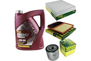 DIEDERICHS Filter Set Inspektionspaket 5 Liter MANNOL Motoröl Energy Premium 5W-30 API SN/CF MANN-FILTER Luftfilter Innenraumfilter Ölfilter