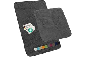 ‎NYVI NYVI Badematten Set 2 teilig NYVISpa Lasalle 45x50 + 50x80 cm Grau Badematte & WC-Vorleger - Badezimmerteppich Set - rutschfest, Saugfähig, Schnell Trocknend, Fußbodenheizung geeignet, Oeko-TEX