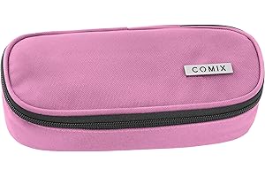 COMIX - Astuccio Scuola Ovale per Bambini e Ragazzi, Ideale per Riporre la Cancelleria, con Divisorio Interno con Passanti Elastici e Pratica Chiusura a Zip, 22 x 5H x 7 cm, Blu