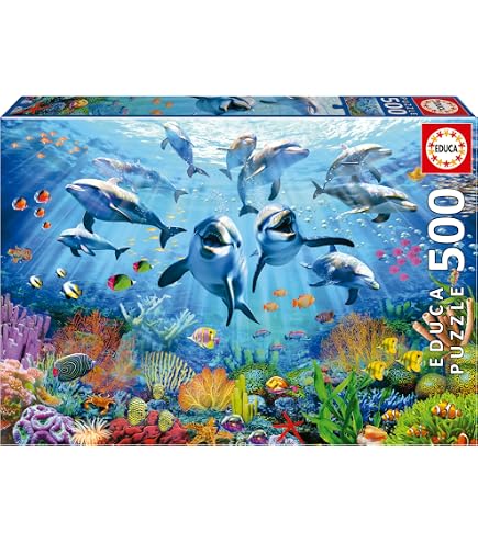 Educa - Puzzle 1000 Pezzi Barriera Corallina Poseidon, Mare E Natura, 68x48 Cm, Con Colla Fix Inclusa, Per Adulti 14+