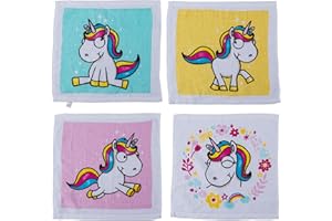 THEONOI Set di asciugamani magici per bambini, asciugamano magico, ideale come bomboniera, compleanno per bambini (4 unicorno)