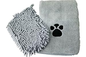 KARRMA LTD. Serviettes pour animaux de compagnie super absorbantes en microfibre et gant pour animaux de compagnie avec ultra doux à séchage rapide pour chiens, chiots, animaux de compagnie, couleur aléatoire