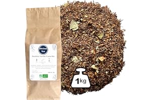 OBVIOUS TEA Rooibos Vanille Fraise Bio - Thé Rouge Vegan en Vrac, 100% Naturel, Sans OGM - Agriculture Biologique - Fabrication Française - Sachet 1 kg (500 Tasses)