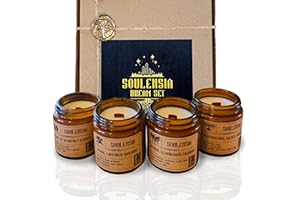 SOULENSIA Zestaw świec zapachowych Świece Sojowe w słoiku z naturalny wosk sojowy, handmade, eco Świeczek 4x100 ml Do aromaterapii, redukujące stres, na prezenty urodzinowe, walentynkowe, świąteczne