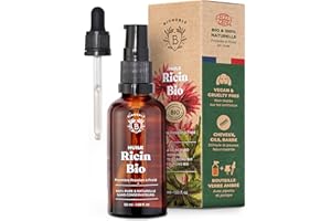 Bionoble Huile de Ricin Bio 50ml - 100% Pure, Naturelle et Pressée à Froid - Cils, Sourcils, Corps, Cheveux, Barbe, Ongles - Vegan & Cruelty Free - Castor Oil - Bouteille en Verre + Pipette + Pompe
