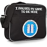 CityComfort Messenger Bag I Paused My Game To Be Here Design with Flippy Sequin Play-Pause Detail, Crossbody Shoulder Bag for