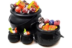 JOYIN Black Cauldron with Handle 8" for St. Patrick's Day Party Favors Decorations, Halloween Parties Candy Bucket, Candy Kettle and Pot of Gold Cauldron (Pack of 4)