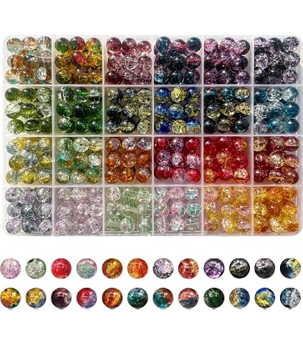 Boîte De 240 G De Perles En Verre Rayher – Tons Topaze – Formes Variées – 18 Compartiments – DIY Bijoux