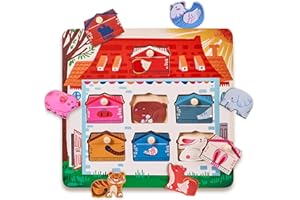 JoyCat Animal Peg Puzzles Wooden Toys for 1 Year Old, Montessori Toys for Boys Girls Birthday Gifts Present, Preschool Educational Toys for Kids Baby Toddlers Age 1-3