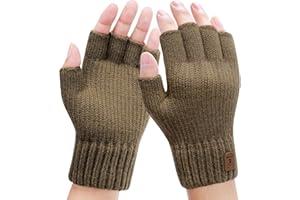 Bonu Guanti Senza Dita Uomo-Guanti Mezze Dita Invernali,Guanti Termici Uomo Caldi Guanti Senza Dita Fingerless Gloves Guanti in Maglia Unisex per Uomini e Donne