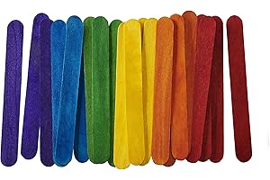 Gusto 100 palitos de paletas gigantes de colores de 6 pulgadas para manualidades, helado, encerado, depresor de lengua, palitos de madera para manualidades, paquete anteriormente cómodo