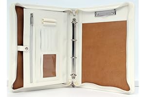 Noda Ringmappe aus Polyurethan-Leder, A4, für Präsentationen, Meetings und Konferenzen weiß