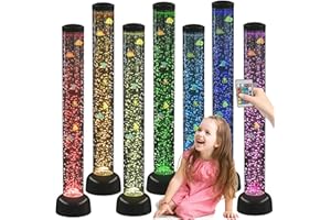 Playlearn Large - Bubble Tube Floor Novelty lamp with Fish & LED Lights - 105cm -Silver, Black