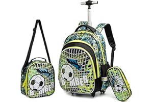 HTgroce Cartable a Roulette Fille Primaire, Cartables Licorne Scolaire Trolley Bag Sac à Dos avec roulettes Léger Cartable Ensemble de 3 Pcs Sac de Voyage pour L'école, Le Voyage, la randonnée.
