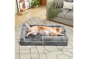 YITAHOME Panier pour Chien Orthopédique,Coussin Dehoussable pour Chien,Coussin Dehoussable pour Lavable Lit Chiens,135x107cm,Gris