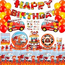 Kit Decorazione Compleanno Pompieri Per Bambini - 42 Pezzi Con Striscione, Palloncini Pompieri E Fiamme, Palloncino Numero 3 - Tema Vigili Del Fuoco
