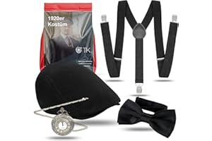 TK GRUPPE TIMO KLINGLER Set Anni '20 4 in 1 di Accessori da Uomo per Il Carnevale e Il Divertimento - Vestirsi da Gatsby, Charleston - Costume