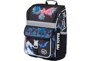 Baagl Schulranzen Mädchen für 1. Klasse - Ergonomische Schultasche für Kinder - Schulrucksack mit Brustgurt - Grundschule Ranzen Tornister