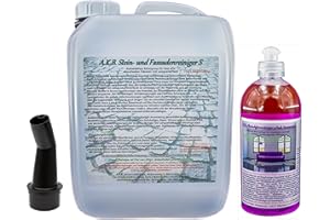 A.K.B. Steinreiniger/Fassadenreiniger S Konzentrat bis 3000m², 2795(5L+0,5Glanz) Flechtenentferner,Dachreiniger, Grünbelagentferner (bedingt für Farbiges)