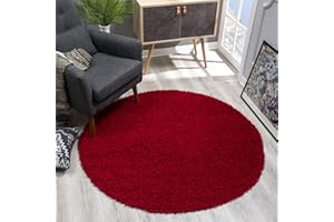 ‎SANAT SANAT Teppich Rund - Rot Hochflor, Langflor Modern Teppiche fürs Wohnzimmer, Schlafzimmer, Esszimmer oder Kinderzimmer, Größe: 80x80 cm