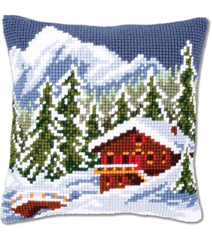 Kit Punto Croce Lupo VERVACO - Per Cuscino 40x40 Cm, Completo Di Fili DMC E Tessuto, Per Principianti