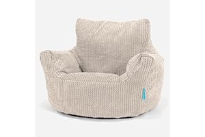 Lounge Pug - Pom Pom Waffle Textured CORD - Childrens Armchair - Kids Bean Bags UK - Toddler Chair Beanbag - Ivory