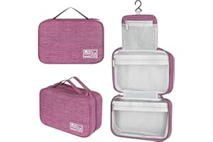 Neceser de Viaje Hombre Mujer, YOKGO Bolsa de Aseo con Gancho Colgante, Neceser Maquillaj Impermeable de Gran Capacidad, Makeupn Bag, Organizador Viaje Accesorios Violeta