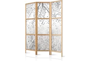 murando - Biombo XXL Arbol Botanical Bosque Abstracto 135x171 cm 3 Paneles Lienzo de Tejido no Tejido Tela sintética Separador Madera Design de Moda Home Office Japón b-C-0840-z-b