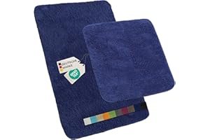 ‎NYVI NYVI Badematten Set 2 teilig NYVISpa Lasalle 45x50 + 50x80 cm Navy Badematte & WC-Vorleger - Badezimmerteppich Set - rutschfest, Saugfähig, Schnell Trocknend, Fußbodenheizung geeignet, Oeko-TEX