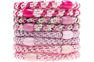 ‎J.CARP J.CARP 8Stück Haargummis für Mädchen, Packung mit 8 mehrfarbigen elastischen Bändern, Haarbänder, elastisch, Stilrichtung 17