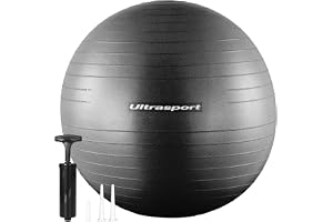 Ultrasport Träningsboll 45 Cm För Pilates, Yoga, Graviditet, Förlossning, Fysioterapi Och Gym, Upp Till 300 Kg, Halksäker, Anti-Burst-Teknik, Pump Ingår – Bordeaux