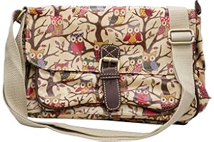 RS.FASHIONS ladies and girls Satchel Oilcloth Owl Printed single pocket buckle and magnetic snap closure Messenger Bags
